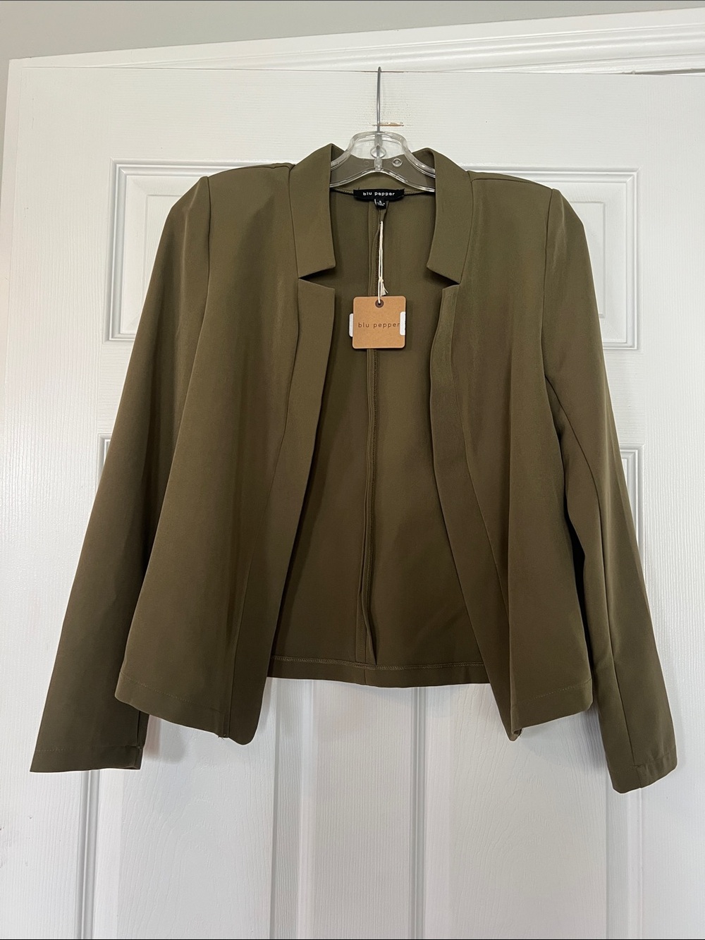 Blu Pepper Olive Open-Front Blazer